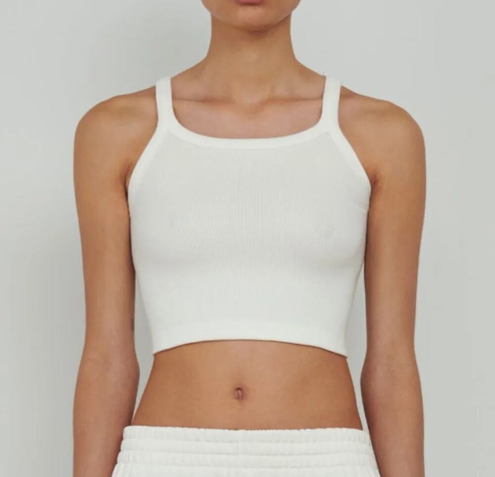 Wardrobe.NYC x Hailey Beiber Signature Cropped Ribbed Tank Top Cotton Medium